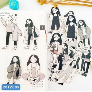 Mucholuck Cute girl stickers DIY scrapbooking album journal decoration sticker packs