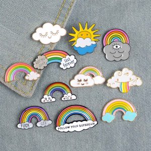 Mucholuck Enamel pins cute rainbow clouds clothes bags brooches