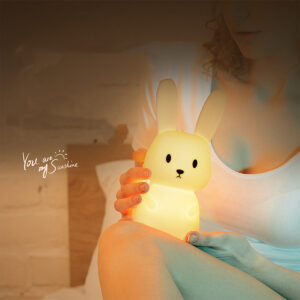 Soft Silicone Rabbit Night Light USB Rechargeable LED Lamp with 8-Color Breathing Modes for Girls and Boys Bedrooms