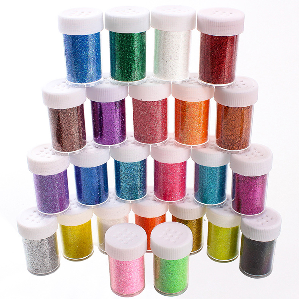 Multi Colors 24Pcs Fine Glitter Jars Set for Art Crafts Nails Body Slime