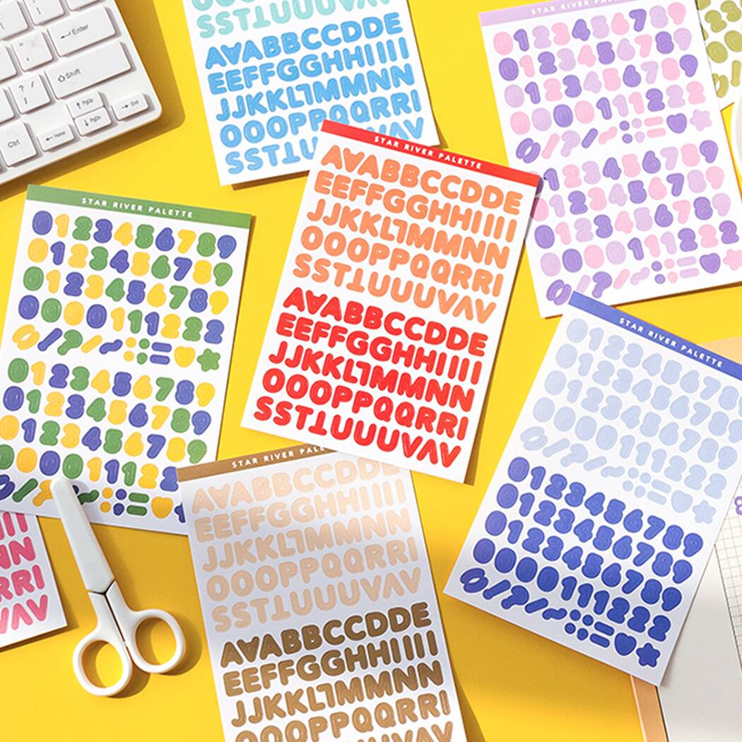6 Sheets Numbers Letters DIY Sticker Set - A Store Full of Joy and Happiness