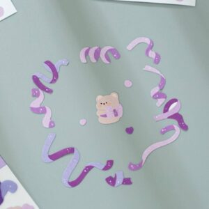 Cute Ribbon Bear PET Stickers DIY Bujo Creative Stickers