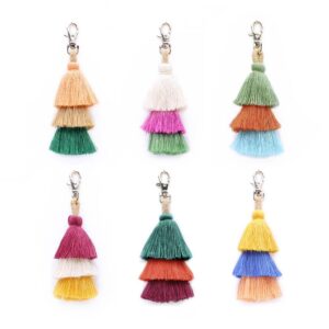 Colorful 3-Layer Tassel Key Ring Bag Pendant