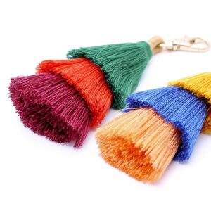 Colorful 3-Layer Tassel Key Ring Bag Pendant