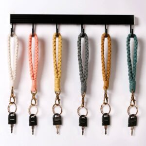 Handmade Solid Color Cotton Twisty Bracelet Key Chain for Car Key