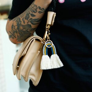 New Ins Fashion Rainbow Key Ring with Tassel Personalized Keychains